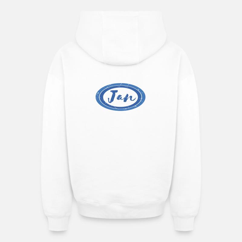 Jan | ovale - Sweat à capuche unisexe zippé oversize épais SPREAD - blanc