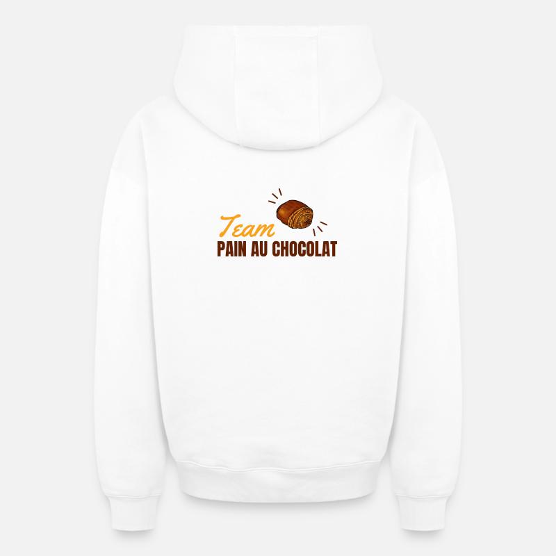 Team Pain Au Chocolat - Sweat à capuche unisexe zippé oversize épais SPREAD - blanc