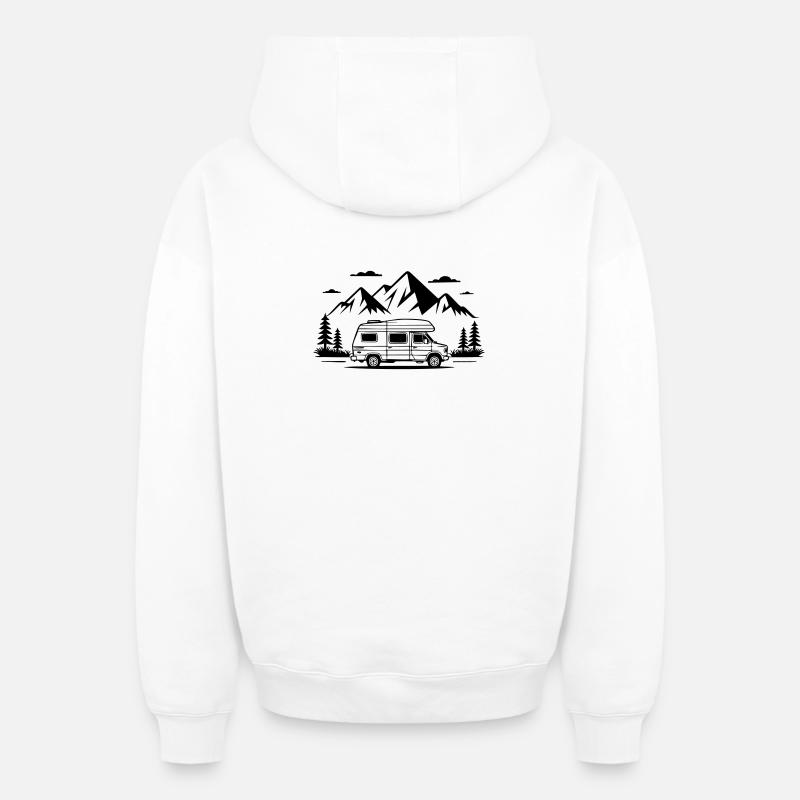Camping - Sweat à capuche unisexe zippé oversize épais SPREAD - blanc