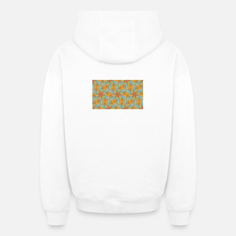 Marée d’automne kaléidoscope - Sweat à capuche unisexe zippé oversize épais SPREAD - blanc