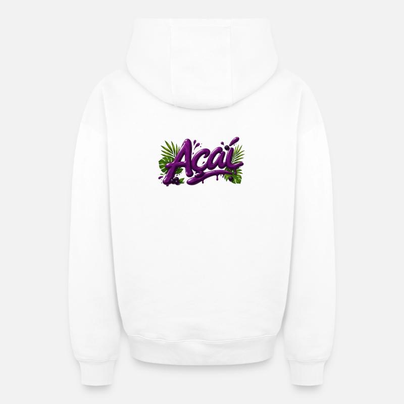 Design des lettres Açai Berries - Sweat à capuche unisexe zippé oversize épais SPREAD - blanc