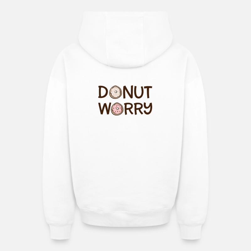 Donut worry - Sweat à capuche unisexe zippé oversize épais SPREAD - blanc