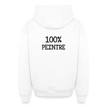100% Peintre - Sweat à capuche unisexe zippé oversize épais SPREAD - blanc - Dos - AI Model Male 178 light (178cm)