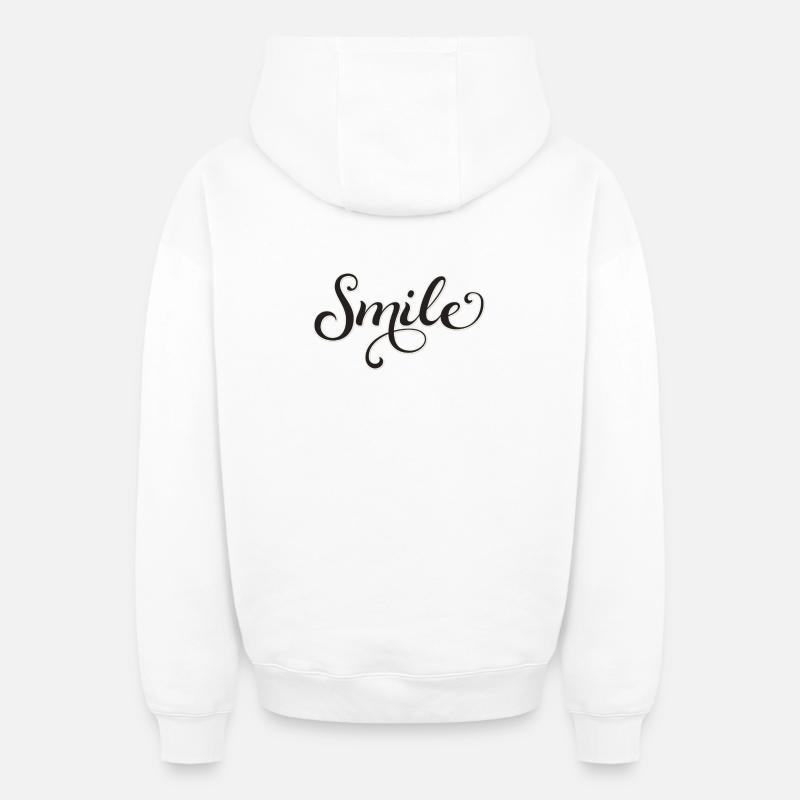 Lächelnder Script-Schriftzug Smile - Oversized Heavyweight Unisex Zip Hoodie - Weiß