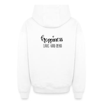 Le bonheur vous va bien - Sweat à capuche unisexe zippé oversize épais SPREAD - blanc - Dos - AI Model Male 178 light (178cm)