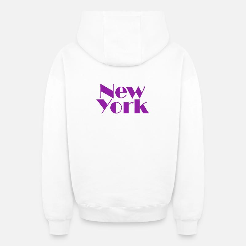 NEW YORK-Purple Broadway - Sweat à capuche unisexe zippé oversize épais SPREAD - blanc
