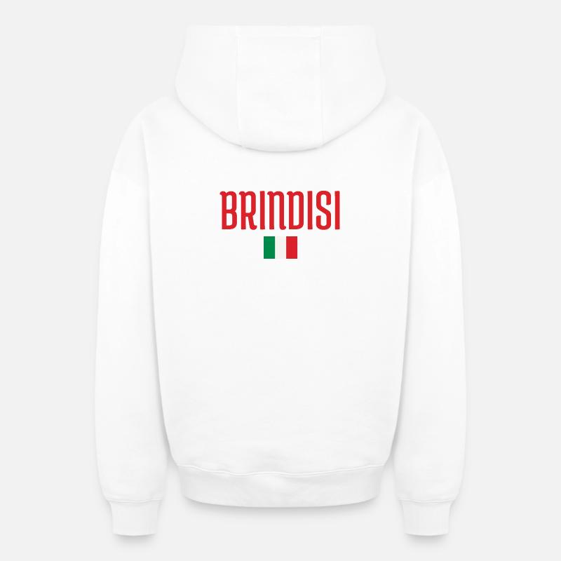 Brindisi Italie Drapeau - Sweat à capuche unisexe zippé oversize épais SPREAD - blanc