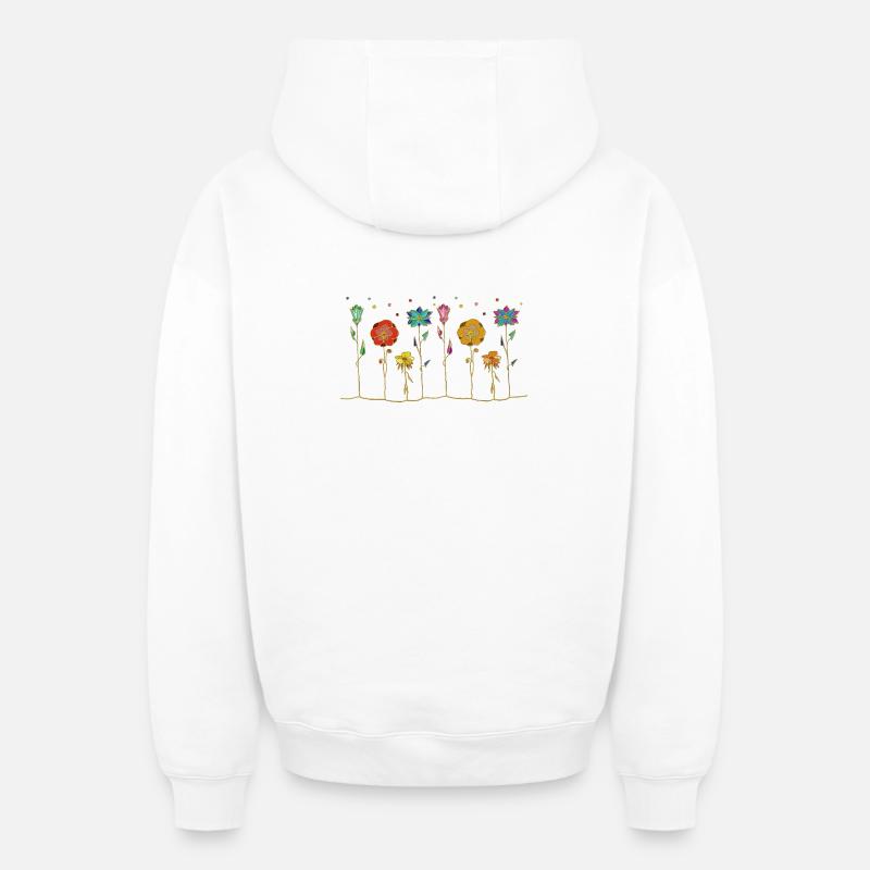 Fleur - Sweat à capuche unisexe zippé oversize épais SPREAD - blanc