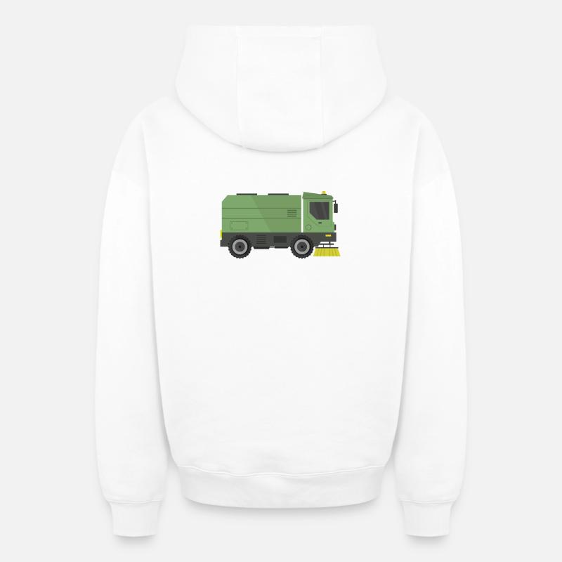 Camion balayeuse de voirie - Sweat à capuche unisexe zippé oversize épais SPREAD - blanc