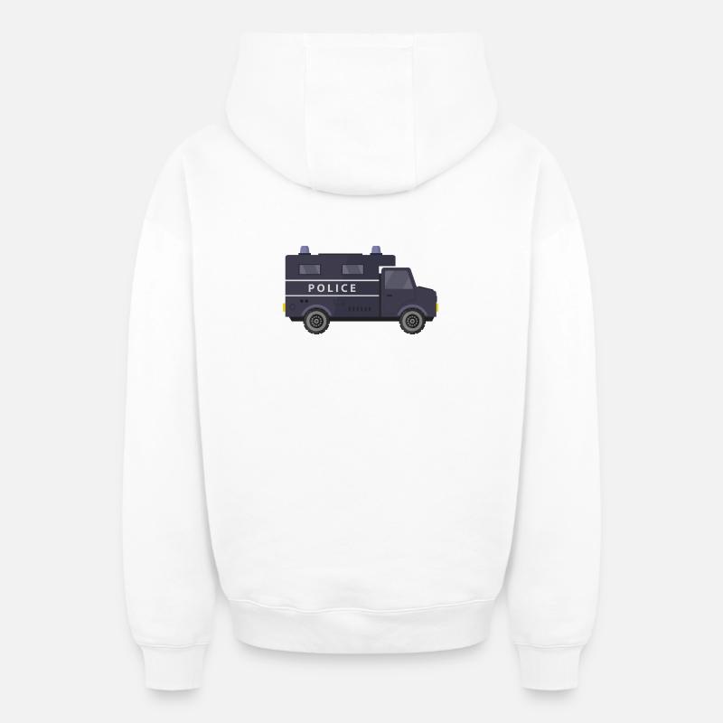 Fourgon de police - Sweat à capuche unisexe zippé oversize épais SPREAD - blanc