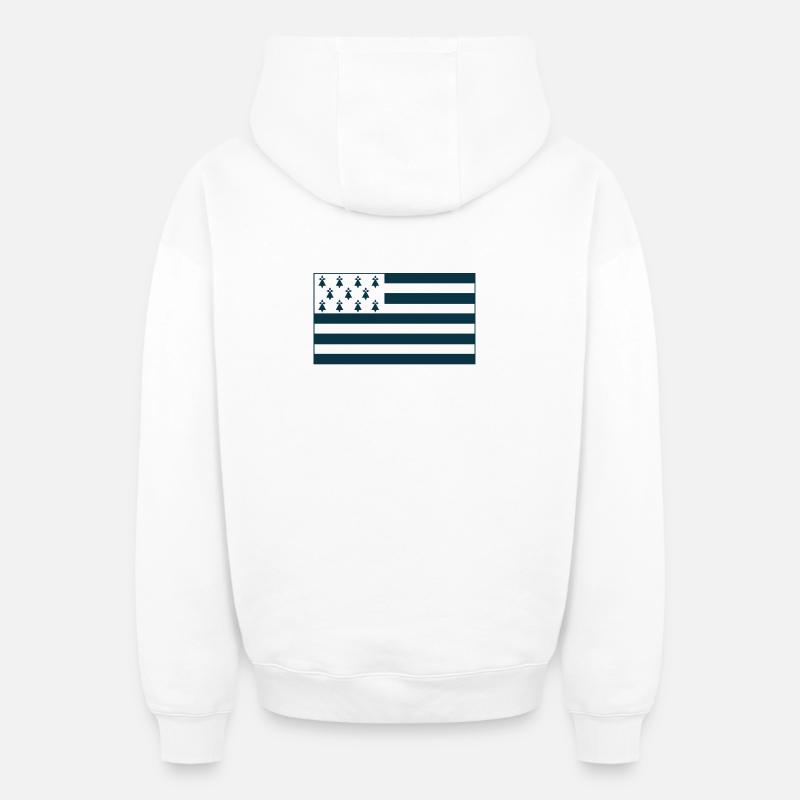 Breton ! - Sweat à capuche unisexe zippé oversize épais SPREAD - blanc