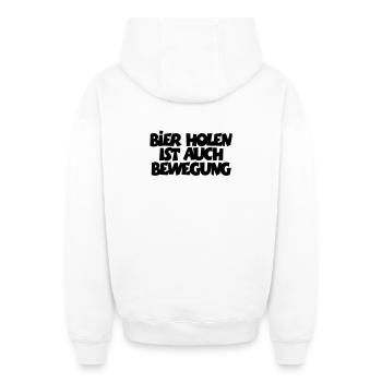 Bier holen ist auch Bewegung - Oversized Heavyweight Unisex Zip Hoodie - Weiß - Hinten - AI Model Male 178 light (178cm)