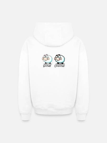 sheep - Oversized Heavyweight Unisex Zip Hoodie - white