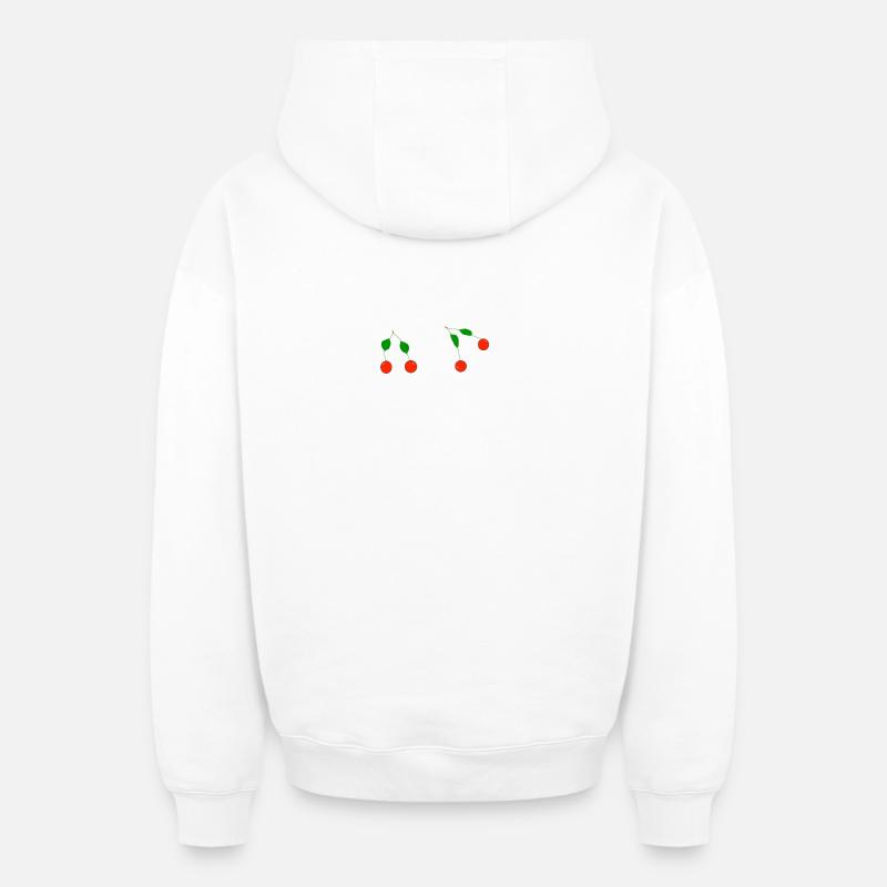 cerises - Sweat à capuche unisexe zippé oversize épais SPREAD - blanc
