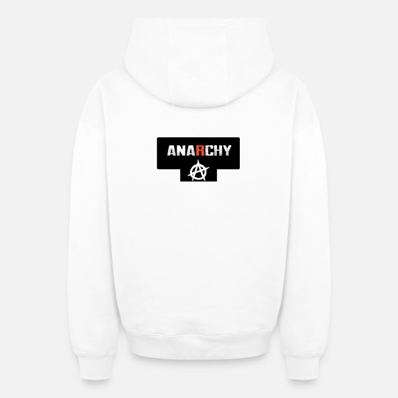 anarchie - Sweat à capuche unisexe zippé oversize épais SPREAD - blanc