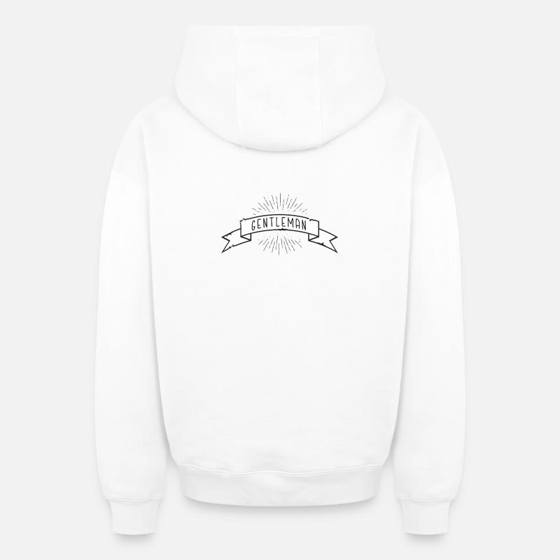 Gentleman Banderole - Sweat à capuche unisexe zippé oversize épais SPREAD - blanc