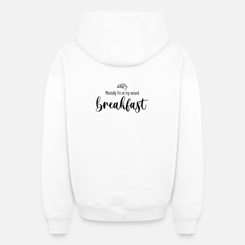 Deuxième petit-déjeuner - Sweat à capuche unisexe zippé oversize épais SPREAD - blanc