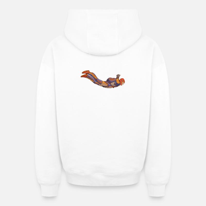 Parachutisme - Sweat à capuche unisexe zippé oversize épais SPREAD - blanc