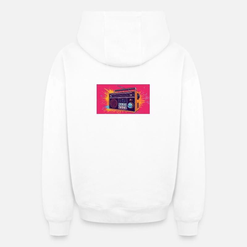 Cool Radio - Sweat à capuche unisexe zippé oversize épais SPREAD - blanc
