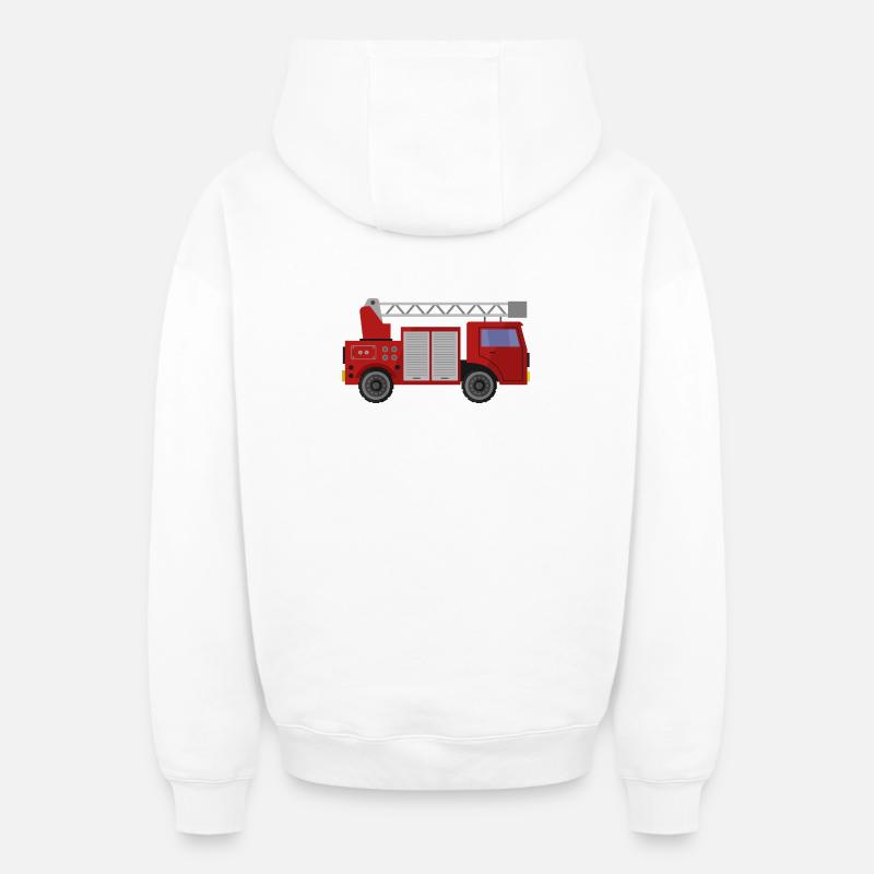 Camion de pompiers - Sweat à capuche unisexe zippé oversize épais SPREAD - blanc