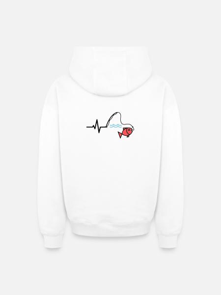 Puls Angelrute Fisch Farbig - Oversized Heavyweight Unisex Zip Hoodie - Weiß