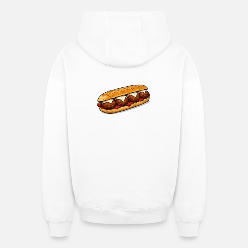 Barbecue à baguette - Sweat à capuche unisexe zippé oversize épais SPREAD - blanc