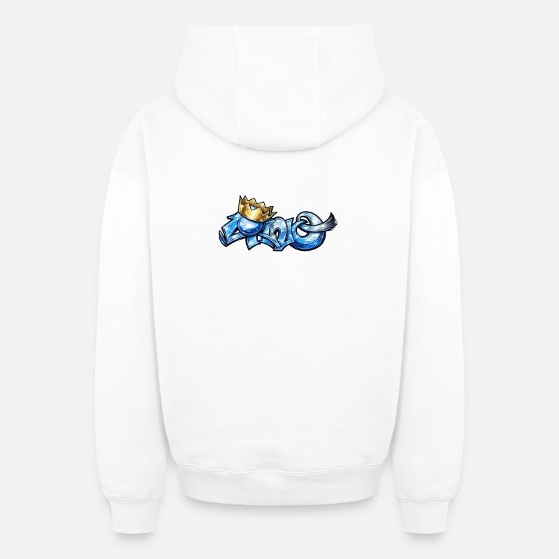 Bleu cano - Sweat à capuche unisexe zippé oversize épais SPREAD - blanc
