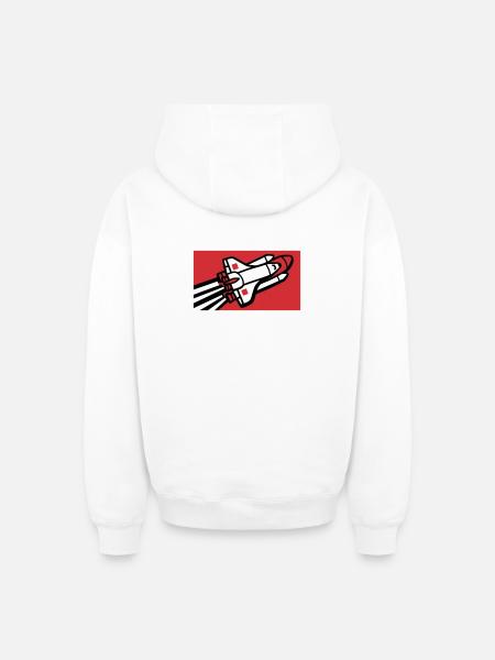 Space Shuttle Silhouette - Oversized Heavyweight Unisex Zip Hoodie - white