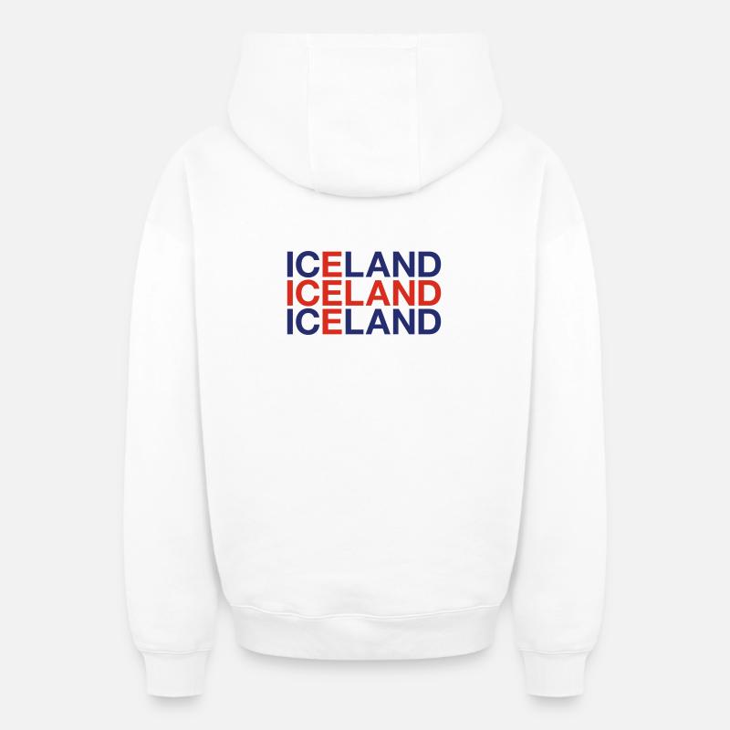 ISLANDE Drapeau islandais - Sweat à capuche unisexe zippé oversize épais SPREAD - blanc