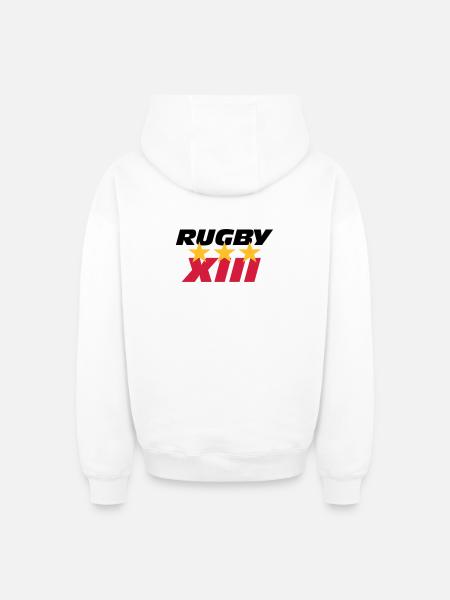 Rugby XIII - Oversized Heavyweight Unisex Zip Hoodie - white