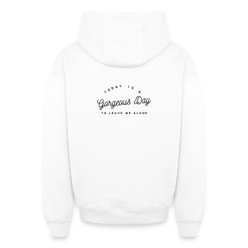 Une journée magnifique pour me laisser tranquille | Introverti drôle - Sweat à capuche unisexe zippé oversize épais SPREAD - blanc - Dos - AI Model Male 178 light (178cm)