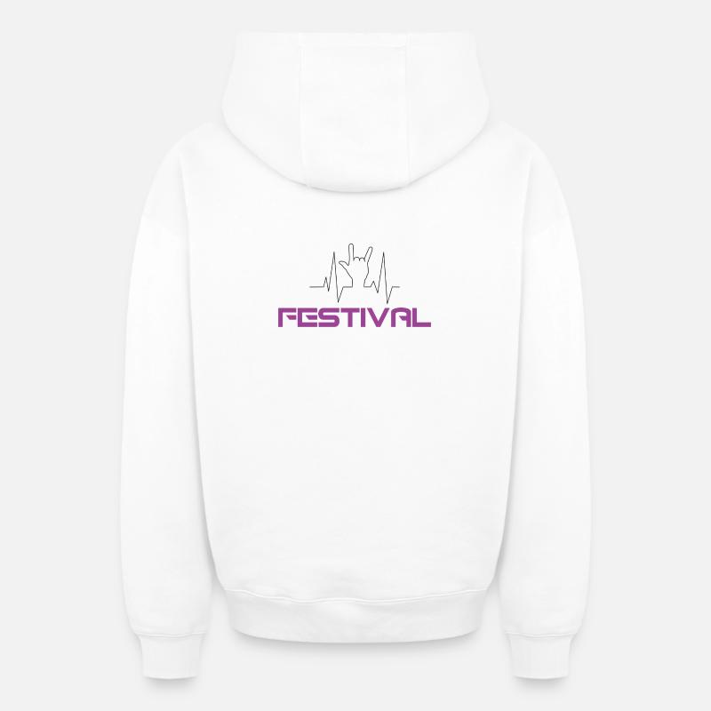 Fête - Sweat à capuche unisexe zippé oversize épais SPREAD - blanc
