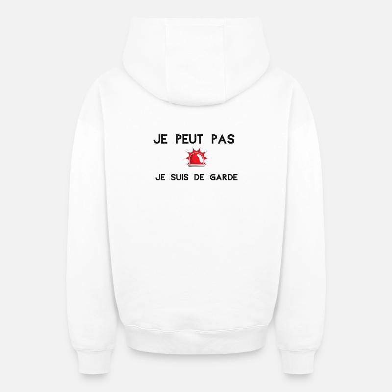 pompier - Sweat à capuche unisexe zippé oversize épais SPREAD - blanc