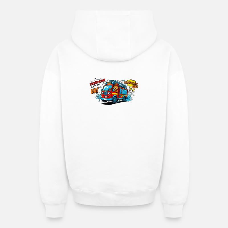 Brigade des pompiers de Bär - Sweat à capuche unisexe zippé oversize épais SPREAD - blanc