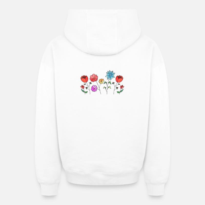 Fleur - Sweat à capuche unisexe zippé oversize épais SPREAD - blanc