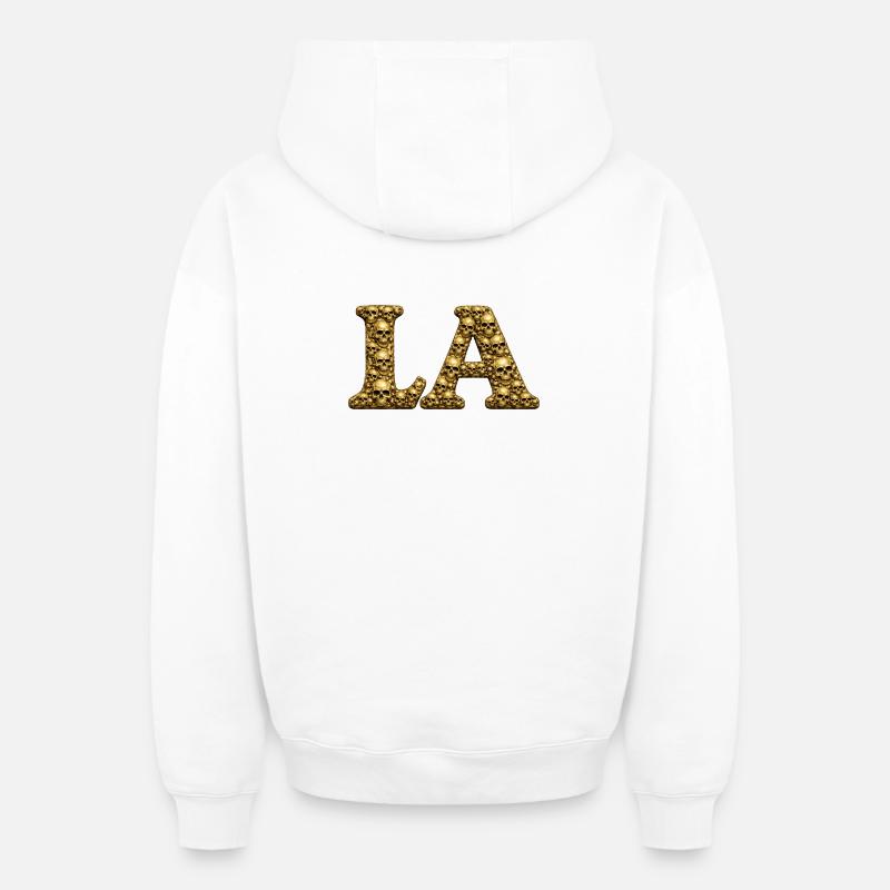 Crâne d’Or, LA - Sweat à capuche unisexe zippé oversize épais SPREAD - blanc