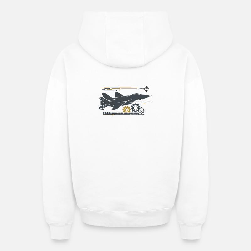 Jetgear Technical Flight Pattern - Oversized Heavyweight Unisex Zip Hoodie - white