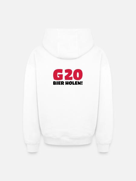 Bier holen Humor - Oversized Heavyweight Unisex Zip Hoodie - Weiß