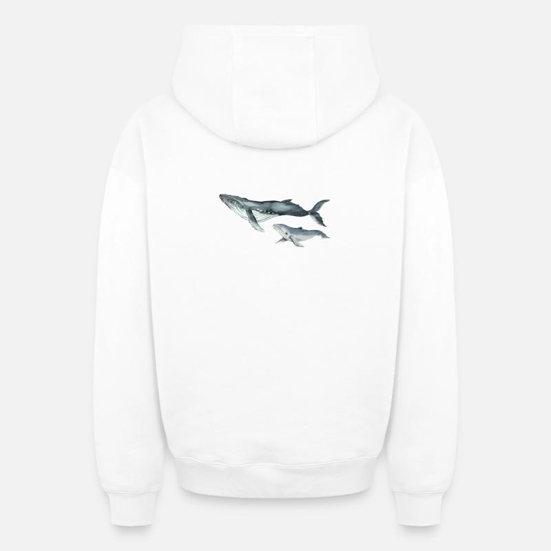 Whales - Sweat à capuche unisexe zippé oversize épais SPREAD - blanc