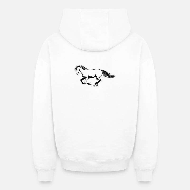 Cheval galopant - Sweat à capuche unisexe zippé oversize épais SPREAD - blanc