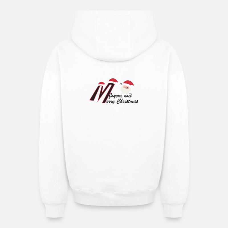 Joyeux Noël - Sweat à capuche unisexe zippé oversize épais SPREAD - blanc