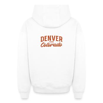 Logo rétro Script de Denver, Colorado - Sweat à capuche unisexe zippé oversize épais SPREAD - blanc - Dos - AI Model Male 178 light (178cm)