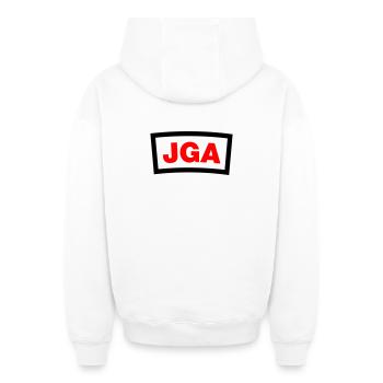Enterrement de vie de garçon - Sweat à capuche unisexe zippé oversize épais SPREAD - blanc - Dos - AI Model Male 178 light (178cm)