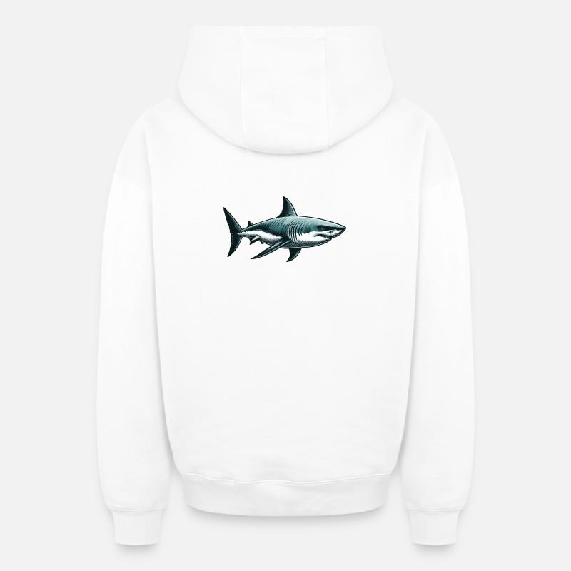 Grand requin blanc - Sweat à capuche unisexe zippé oversize épais SPREAD - blanc