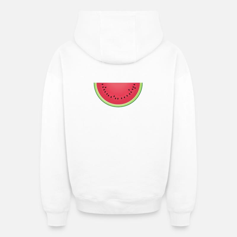 Tranche de pastèque juteuse - Sweat à capuche unisexe zippé oversize épais SPREAD - blanc
