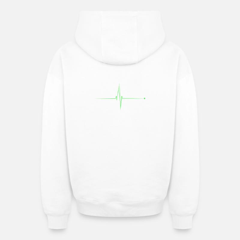 electrocardiogramme - Sweat à capuche unisexe zippé oversize épais SPREAD - blanc