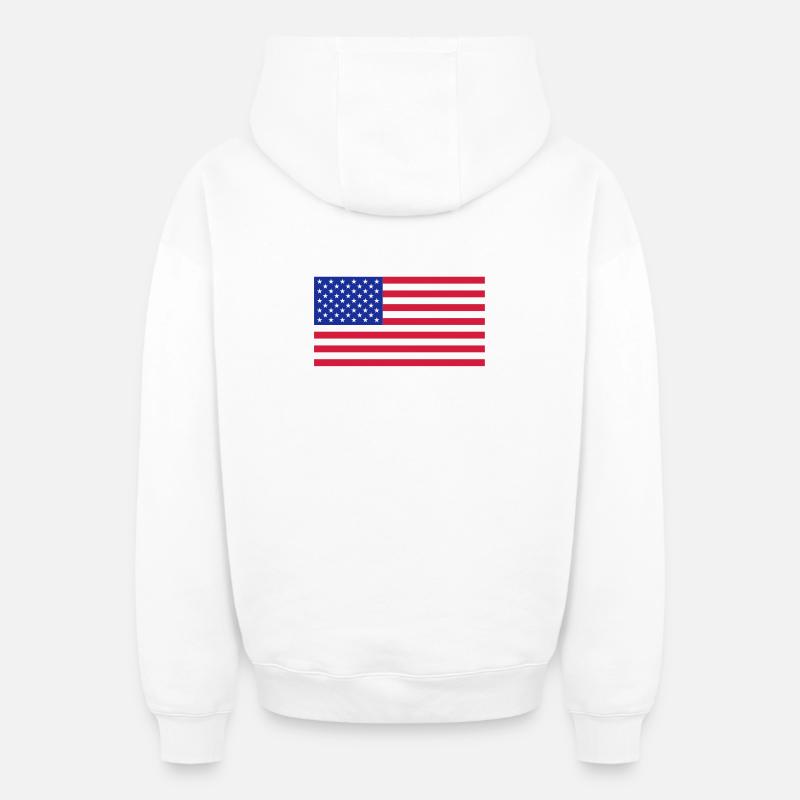 Drapeau américain - Sweat à capuche unisexe zippé oversize épais SPREAD - blanc