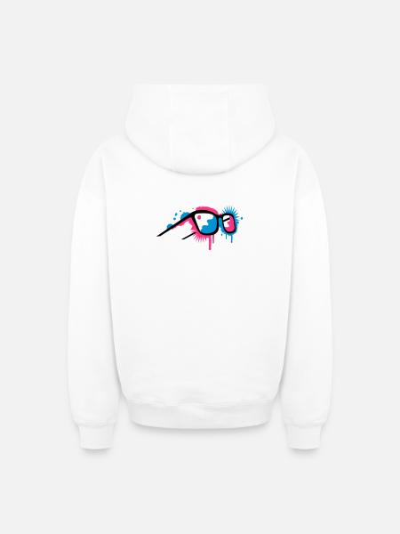 3D glasses in graffiti style - Oversized Heavyweight Unisex Zip Hoodie - white