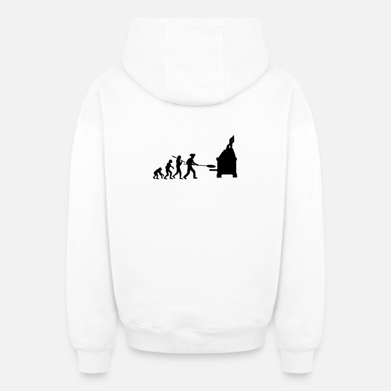 Evolution Pizza Bäcker - Oversized Heavyweight Unisex Zip Hoodie - Weiß