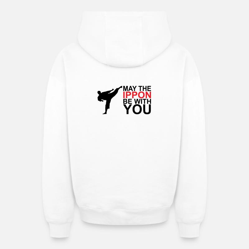 Que l’Ippon soit avec vous - Sweat à capuche unisexe zippé oversize épais SPREAD - blanc